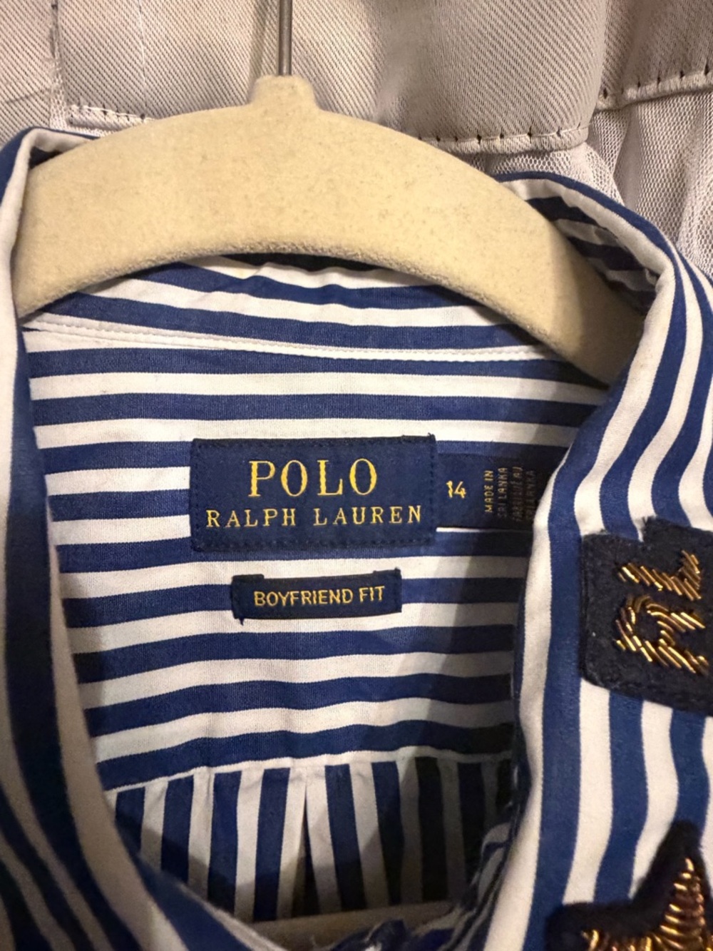 Polo by Ralph Lauren Navy and White Striped Badge Button-Down Shirt - Picture 6 of 6